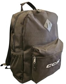 CCM Hockey Basic Rucksack, 600D Polyester, gepolsterte Gurte, Laptoptasche, Schwarz, Schwarz, 12.5’’ L X 16.5’’ H X 5’’ W, Basic