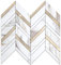 Yipscazo 10 Sheets Herringbone Stick on Tiles,Marble Calacata Mixed Metal Gold Splashback for Kitchen Wall, Waterproof Self Adhesive Wall Tiles for Bathroom