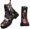 Damen Stiefeletten Flach Combat Boots Punk Schnürstiefeletten Metallfarbe Mid-Calf Biker Boots Herbst Winter
