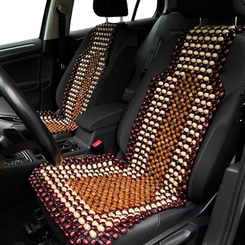 Lavalis Handgefertigter Autositzbezug Streifenmuster aus Holzperlen, Rückenmassage, belüftete Matte, Komfort für LKW-Fahrer, Autositzauflage mit Holzperlen-Massage, Universelle Passform, 1 Stück