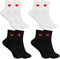 LILELIG Tennissocken mit Motiv 4 Paar Tennissocken Herz, Women's Heart Print Cotton Crew Socks,Rot Herzen Stylische Socken 34-40 Meter Geeignet für Geschenke an Familie und Freunde (Weiß/Schwarz)