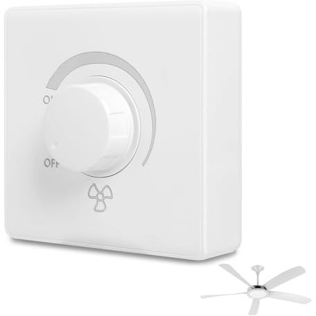 Interruptor de Control de Velocidad del Ventilador de luz de Techo, Interruptor de Ajuste de Ventilador de Techo Tipo 86 220V 10A, Controlador de Pared de Controlador de Velocidad Continuo, Blanco