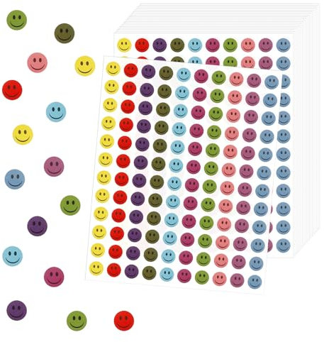 Smiley Aufkleber 6000 Sticker Bunt,Smiley Sticker Für Schule,Basteln,Tagebuch & Partydekoration - Kinder & Erwachsene - Vielseitige Stickers Für Kreativprojekte,Geschenkverpackung