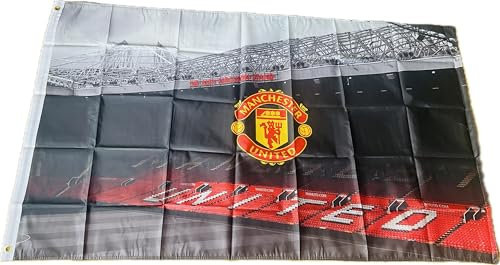 Manchester United FC Old Trafford Flag (91cm x 152cm) (Black/Red/Yellow)