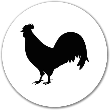 Huuraa Aufkleber Hahn Silhouette Geschenk | Dekoaufkleber 10cm rund Sticker Geschenkidee Dekoausticker