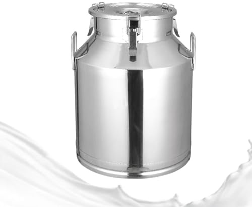 Milk Can 5L/1.32Gal Stainless Steel Seamless Milk Jug Milk Pail Milk Bucket with Handle Protable Liquid Container for Home, Farm, Transport