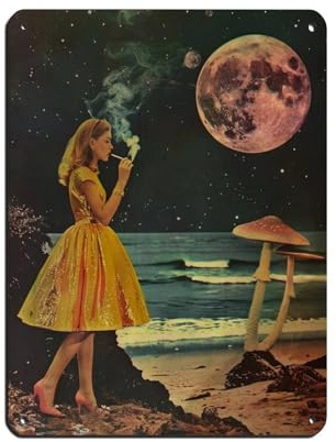 UTGN Vintage-Poster, Motiv: Surrealismus, Zeitschrift, Retro-Poster, Metall-Blechschild, schicke Kunst, Retro, Eisenmalerei, Bar, Menschen, Höhle, Café, Familie, Garage, Poster, Wanddekoration, 30 x