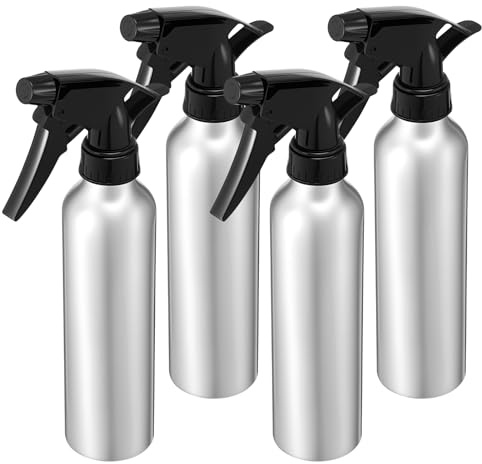 ATopoler 4 Pcs Aluminum Spray Bottles,350ml/11.8oz Fine Mist Sprayer Atomizers,Empty Refillable Container Spray Bottles for Cleaning, Gardening, Travel Beauty, Barber Shop Essential