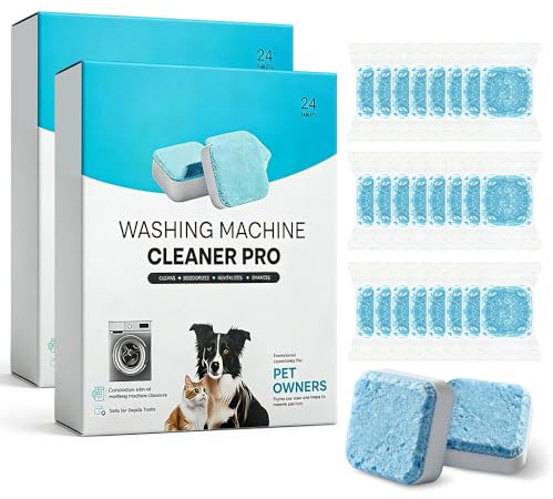 Weciau Waschmaschinenreiniger Tabs, 48 Stück Waschmaschinen Reiniger mit Formel für Tiefenreinigung - Extra Stark Gegen Geruch & Kalk - Waschmaschine Hygiene Reinigung