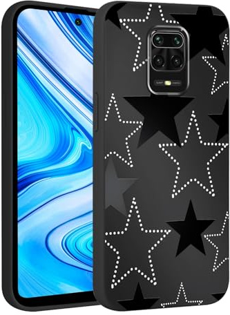 Saqmkil Funda para Xiaomi Redmi Note 9 Pro/Note 9S 4G, Aesthetic Estrella Dibujos Carcasa Mujer Niñas Diseño Case, Suave Silicona TPU Antichoque Protección Cover para Redmi Note 9 Pro 6,67, Negro 2