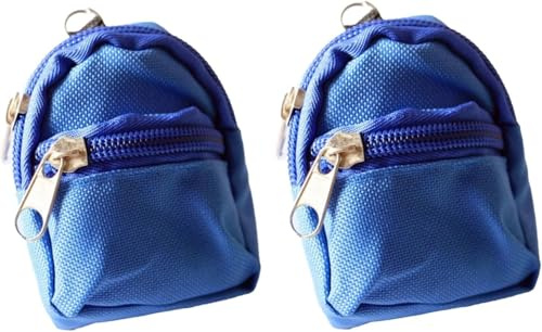 2 x Blauer Mini-Puppen-Rucksack, Schultasche, Puppenhaus-Schulzubehör für Puppenhaus-Dekoration, Simulations-Mini-Taschen-Modell, Zubehör