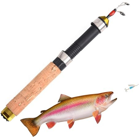 Teleskop-Eisrute für den Winter, 60 cm, für Salz- und Süßwasser, See, Kajak, Boot, Oil, Zander, Barsch und Fisch