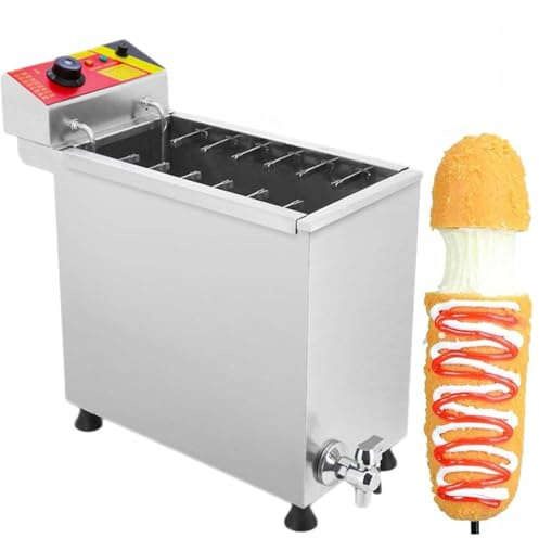 Máquina Perritos Calientes y Freidora de 25 Litros, para Perros de Maíz, Gran Capacidad, Base Antideslizante Estable, Ideal para Restaurante y Tienda.