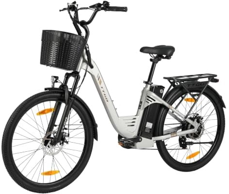 ttgo E Bike 26 Zoll, Elektrofahrräder für Herren & Damen mit 36V 18Ah Akku, 80–120 km Reichweite, mit LCD Display, 7-Gang Schaltung, Aluminiumrahmen Elektrofahrrad mit LCD Display, Korb, C2 PRO