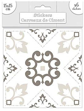 6 Stickers carreaux de ciment 15x15 cm cd3908