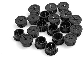 Kabeldurchführungen 20er Set Kunststoff für Kabel von 3,2-14,3 mm Ø und Blechplatte bis max. 3,2mm Stärke in Schwarz