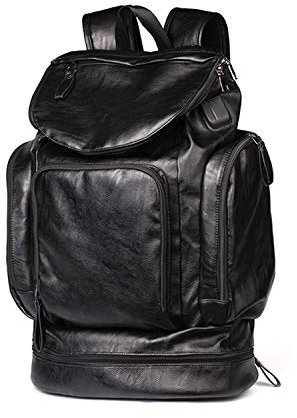 FANDARE Nuovo Zaino PU Borsetta Uomo per Computer Portatile 15.6 Pollici Zainetto con USB Universitaria Borsa da scuola per Scuola Viaggio lavoro con scomparto per scarpe Daypack Nero