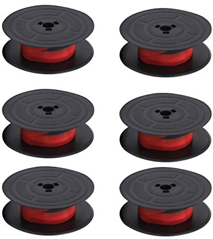 BIGGER Kompatibles Universal-Schreibmaschinenband, 5.1 cm Spulendurchmesser, 1.27 cm breites Schreibmaschinenband, Einzelspule, GR4 für die meisten Schreibmaschinen (schwarz und rot, 6 Stück)