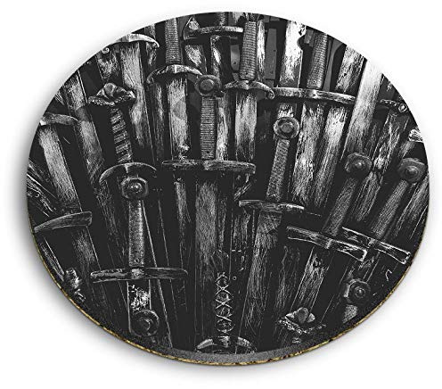 1 x Round MDF Magnet - Throne Medieval Swords Game Geek 42268
