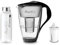 PearlCo - Glas-Wasserfilter (schwarz) mit 1 Universal classic Filterkartusche + 1 Trinkflasche aus Glas