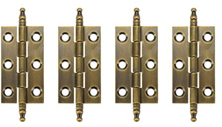 Quluxe 2 Door Hinges, Square Hinge, Antique Vintage Brass Hardware for Dresser Drawer Cabinet Closet with Screws- Bronze (Pack of 4)