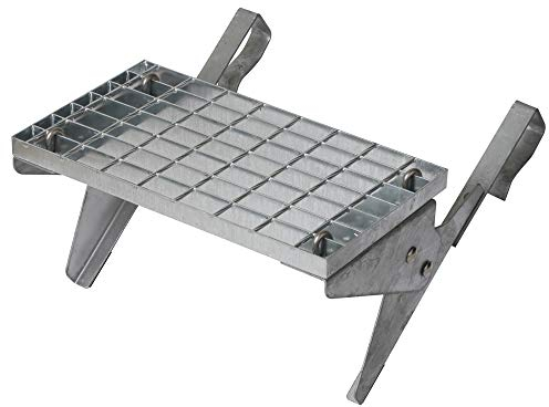 Dachtritt Set 42x25 cm, ohne Farbe, Universal-Trittrost mit Laufroststützen aus feuerverzinktem Stahl, Dachstufe, Laufrost, Steigtritt