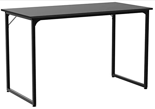 BAKAJI Escritorio de Trabajo para Ordenador con Tablero de Fibra de Densidad Media con Estructura de Metal, tamaño 120 x 60 x 74 cm (Negro)