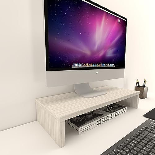 Henor Supporto per monitor Rialzo Tv Legno FSC® 62 x 26.5 x 12 cm supporta 50 kg Quercia Stel