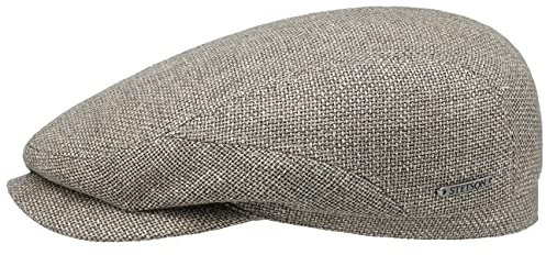 Stetson Taleco Wool Flatcap mit Leinen Schirmmütze Schiebermütze Wollcap Leinencap Herren - Made in The EU Schirm, Futter, Futter Frühling-Sommer - 55 cm hellgrau