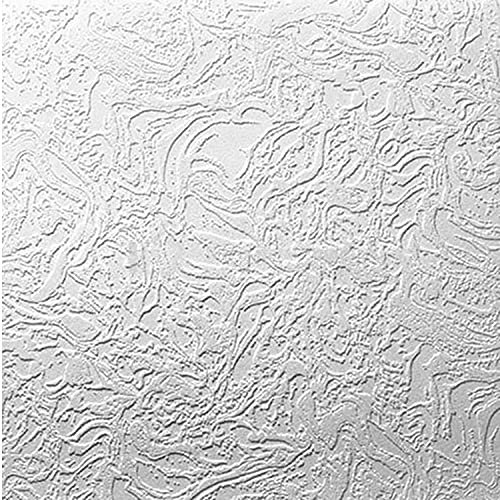 Decorative polystyrene panel for ceiling and wall 3D effect thermal insulation - thickness 1 cm - size 50x50 cm decosa, pack of 10sqm (40 panels) (B003), White