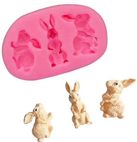 TIMIYUYU Osterhase Backform Kuchenform Ostern Silikonform Rosa Hase Backform für Schokolade Süßigkeiten Kuchen Osterdeko