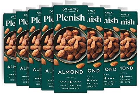 Plenish Unsweetened Organic Almond Milk 1L (Pack of 8)