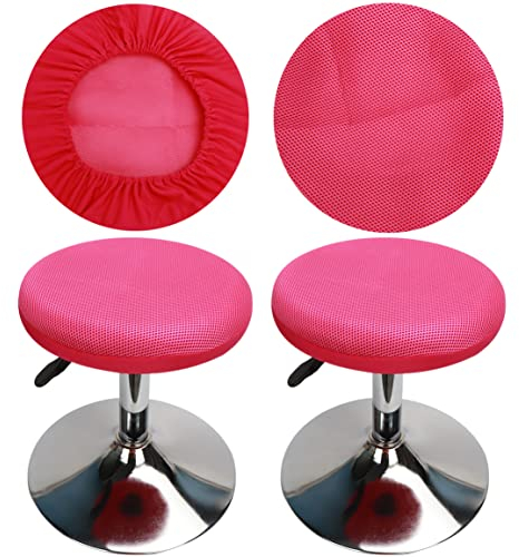 HuaLiSiJi Barhocker Bezug Rund Hockerbezug Rund Schonbezüge für Hocker, Waschbar Pflegeleicht Atmungsaktiv und Langlebig, für 30-40cm Runder Hocker Durchmesser (Intensives Rosa, 2)