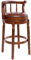 AULIFE Barhocker Holz – 360° Drehbar Barhocker mit Lehne, Echtleder Sitz, Handgefertigt mit Nagelkopfdekor, Massiver Gummibaumholzrahmen, Vintage Barstuhl für Küche & Bar (Braun, Sitzhöhe 75cm)