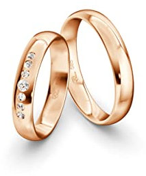 JC Trauringe Gold 585 Gold Paarpreis Poliert I Partnerringe Rotgold mit Gravur in edler Schatulle I 2 Hochzeitsringe Herrenring ohne & Damenring mit Zirkoniasteine I ICT47