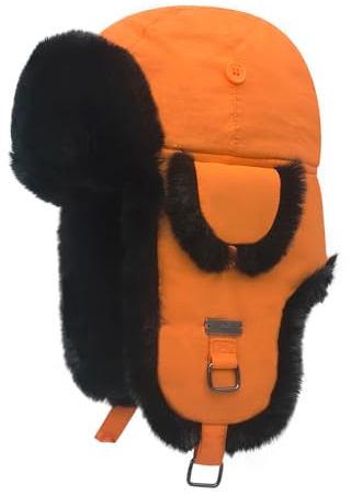Kurhatic Unisex Fliegermütze Winter Mütze Warme Pilotenmütze mit Kunstfell Ohrenschützer Wintermütze für Herren und Damen