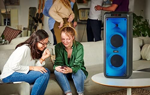 BIGBEN PARTYBTHPXL - Altavoz portátil Bluetooth Potente 600W Party XL, LED Lights, USB, MicroSD, 2 entradas para Micro, AUX-IN, Mando a Distancia, asa para Transporte, 2 Micros Incluidos, Negro