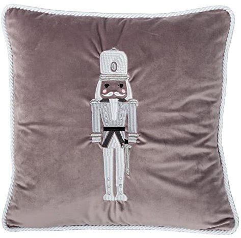 DECORATORE Bestickter dekorativer Kissenbezug Weihnachten Nussknacker Samt Premium Nussknacker-Design – Weihnachtskissen für Sofa, Schlafzimmer, Café, Garten, Geschenkidee, Geburtstag - 45x45cm