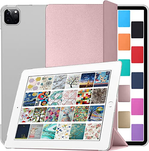 DuraSafe Cases Funda para iPad Pro de 12.9 5ª 4ª generación 2021 2020 pulgadas [PRO 12.9 4 5] con parte trasera dura translúcida, oro rosa