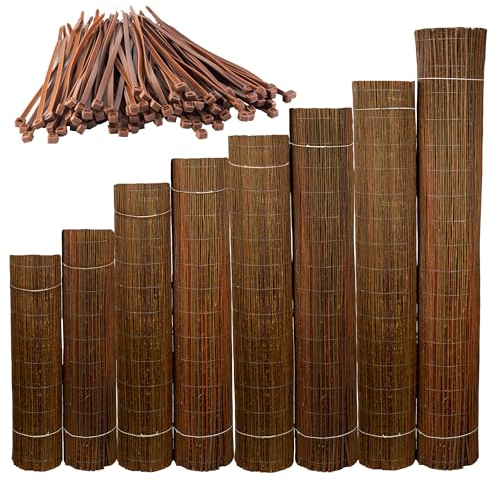 Ogrodzenia Wiklinowe Canisse Osier 140 x 300 cm Clôture de Saule -Canisse Brise Vue Balcon et Patio - Cloture Jardin Exterieur - Protection Contre Le Vent & Le Soleil - 100% Naturel