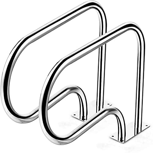 COSTWAY Barandilla Piscina de Metal Inoxidable, Pasamanos de Piscina de 81 x 57 cm, pasamanos barra de mano para piscina de Fácil Montaje, Ideal para SPA, Estadio y Piscina (2 Piezas)