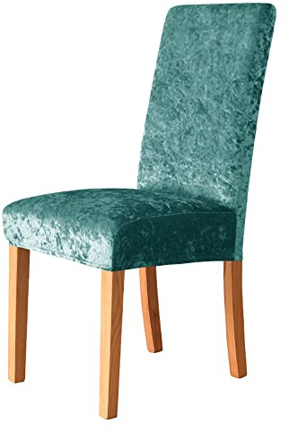 Odot Diamond Samt Stuhlhussen Esstisch Mit 2/4/6 Stühlen Set, Stretch Stuhlhussen Hussen Abnehmbarer Waschbarer Stuhlbezug Sesselbezug für Hotel,Bankett,Restaurant,Haus (6er Set,Türkis)