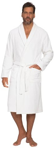 JP 1880 Hommes Grandes Tailles L-8XL Peignoir en Tissu éponge, col châle, Collection Homewear - Jusqu'au 8 XL Blanc Neige 4XL 702388200-4XL