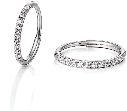 Limerencia Titan Kleine Creolen Ohrringe für Damen Herren, Medizinische Hypoallergen Knorpel Huggie Ohrringe Set, Lobe Nase Lippen Daith, Helix Piercing Schmuck (10MM,Silber)