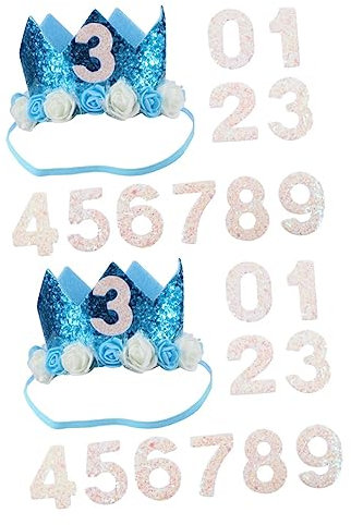 STOBOK 2 Sätze Digitale Geburtstagskrone 1. Geburtstag DIY Geburtstag Geburtstagsparty-Hut Geburtstagsmütze Selber Machen Geburtstag Prinzessin Tiara Oxford-Stoff Blitz Baby