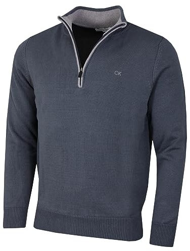 Calvin Klein Mens 1/2 Zip CK Golf Sweater - Steel Grey - XL