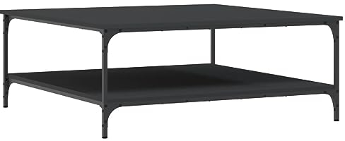 vidaXL Table Basse, Table d'Appoint avec Étagères, Bout de Canapé avec Rangement Salon Salle de Séjour, Moderne, Noir Bois d'Ingénierie