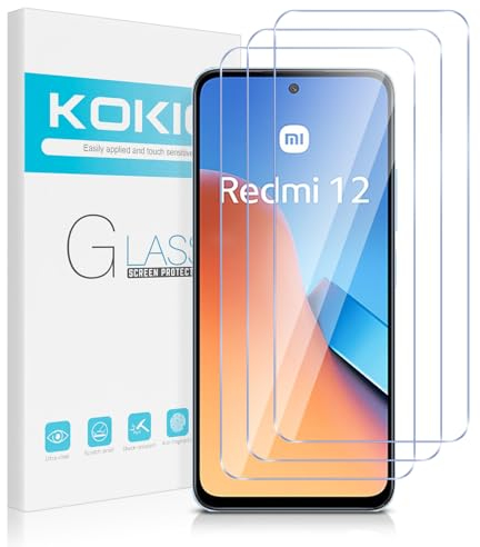 Kokio Verre Trempé pour Xiaomi Redmi 12 6,79 Pouces, Lot de 3 Vitre Film Protection écran Compatible avec Redmi 12, Dureté 9H Vitre, Ultra Clair, Anti-Rayures, Facile à Installer