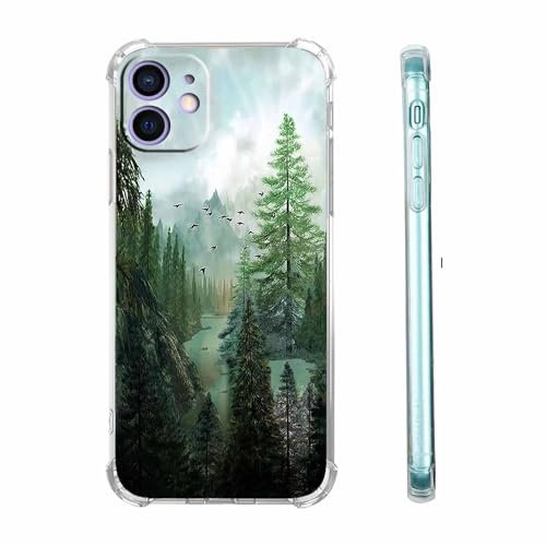 mehidpur Schutzhülle für iPhone 12, Motiv: Berge und Vögel, schöne Landschaft, Naturwald, für Frauen und Mädchen, weiche TPU-Schutzhülle für iPhone 12