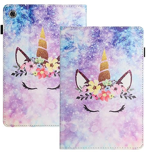 LSPCASA Custodia Per Samsung Galaxy Tab A9 8.7 SM-X110/X115 PU+TPU Materiale Cover Tablet Samsung A9 Con Slot Per Carte Custodia Tablet Samsung A9 unicorno